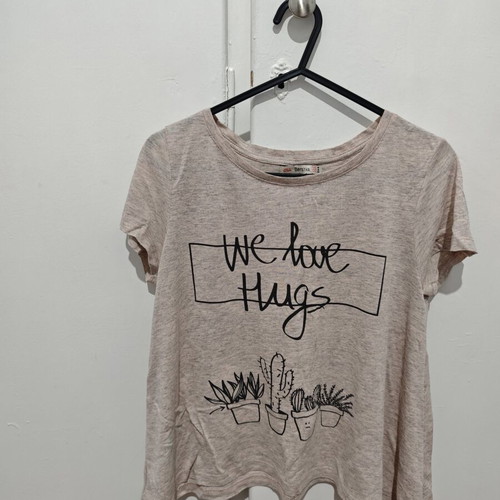 Bershka women's short-sleeve t-shirt medium used, pink and gray