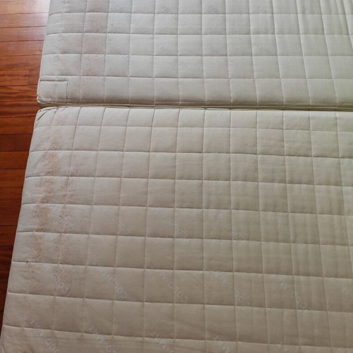 Cocomat mattress used, two parts 1.60x2.00 with topper