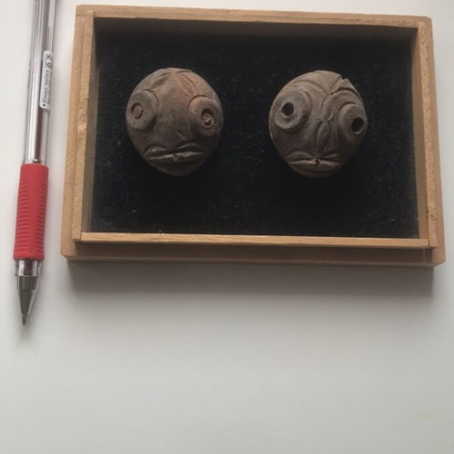 African clay masks used, handmade collectible