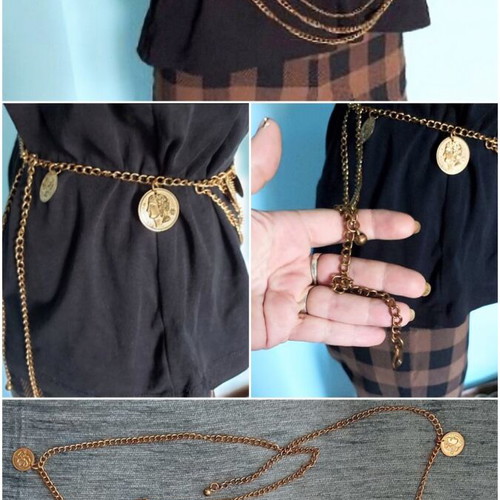Two metal decorative belts, silver and rose gold styles