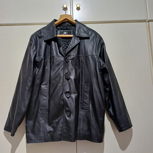 Men's leather jacket, black, XL
