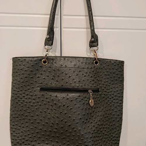 Women's shoulder bag like new, gray with purple image pocket