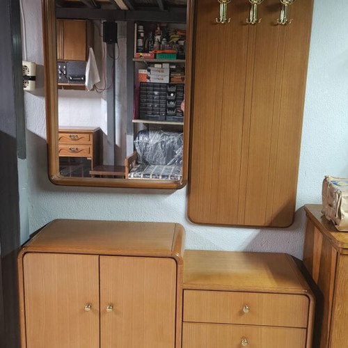 Entrance furniture used with mirror, coat rack and shoe cabinet