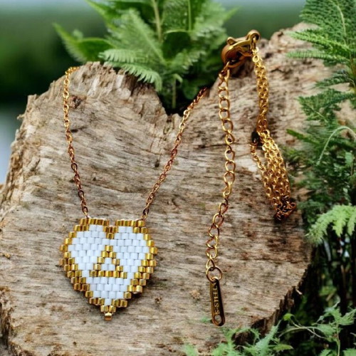 Steel handmade heart necklace with monogram made-to-order