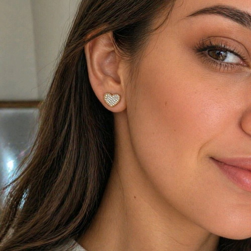 Heart Earrings with Sparkling Stones new