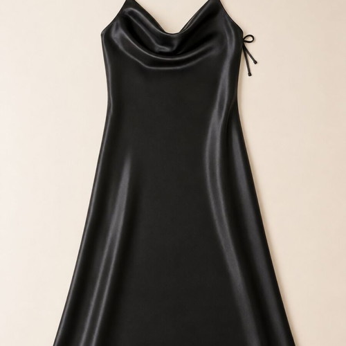 Black satin dress like new, sexy draped backless design