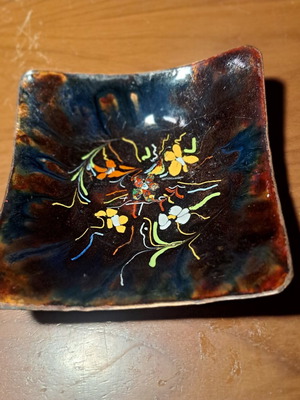 Vintage handmade decorative enamel on copper plate like new