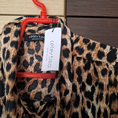 Celestino animal print shirt with tie new, size S
