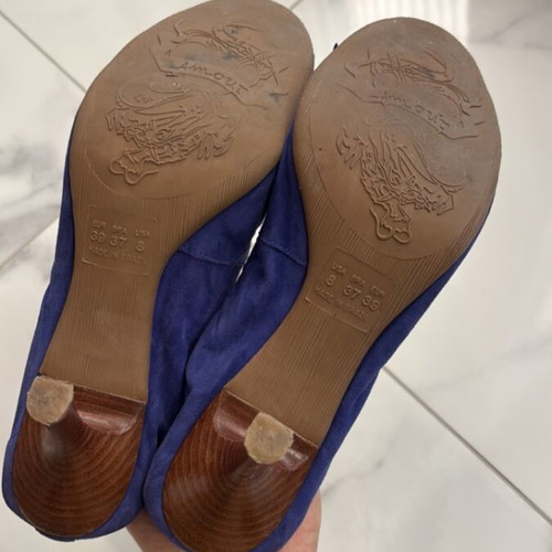 Schutz Peep Toe Leather Heels like new, size 39, blue and purple