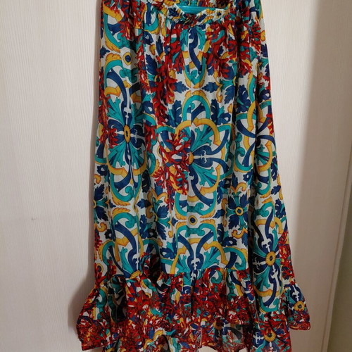 Koala Bay summer skirt, multicolor, maxi, asymmetrical