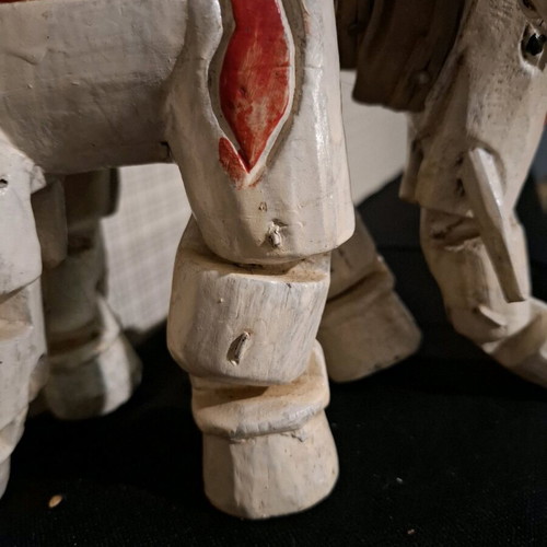 Wooden elephant marionette vintage ethnic handmade, used