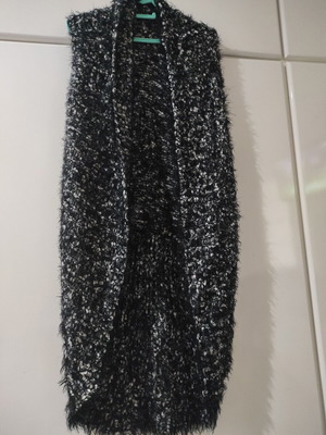Chico's women's sleeveless vest, open front, size S, black and white
