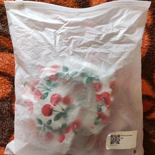 High-waisted swimsuit L with cherries like new, white and red