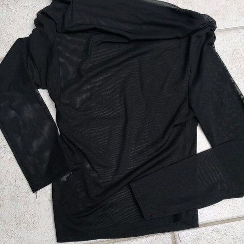 Shein sheer blouse with slant collar like new, black