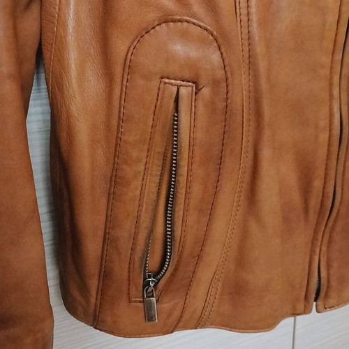 Leather women's jacket used size S brown TIMBER LEATHER