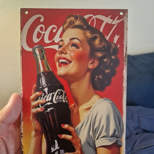 Wooden Coca Cola sign new 20x12.5 cm