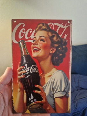 Wooden Coca Cola sign new 20x12.5 cm