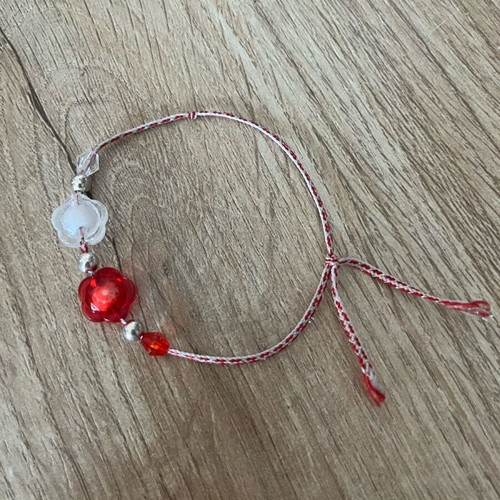 Handmade Martaki bracelet like new, white and red