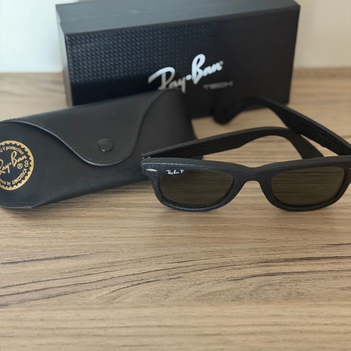 Ray Ban Wayfarer sunglasses used, special leather version, polarized lenses