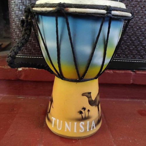 Wooden doumbek from Tunisia like new with leather