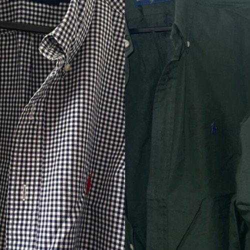2 Polo Ralph Lauren medium shirts, blue and green