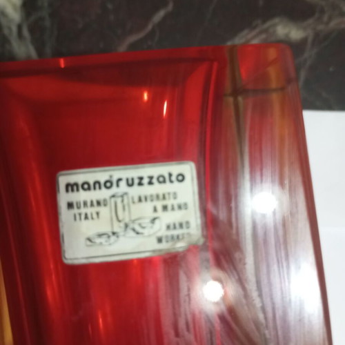 Murano Mandruzzato Vase 1965 NOS with Label, 30cm