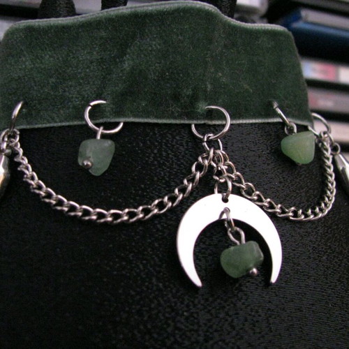 Fairycore choker necklace with aventurine and moon, like new