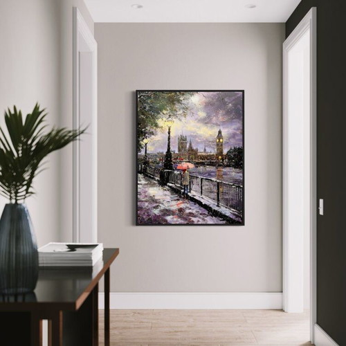 Mixed media artwork new, snowy night in London