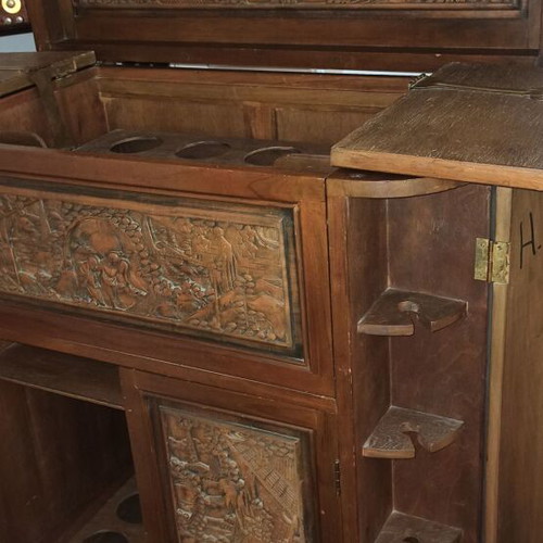 Authentic Chinese Bar Like New With Hand-Carved Details