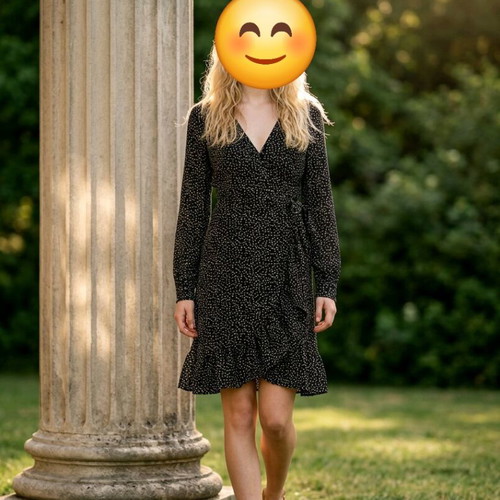 Yas dress black like new, knee-length with extra long sleeves