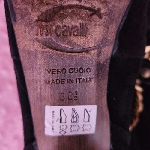Roberto Cavalli black leather boots like new