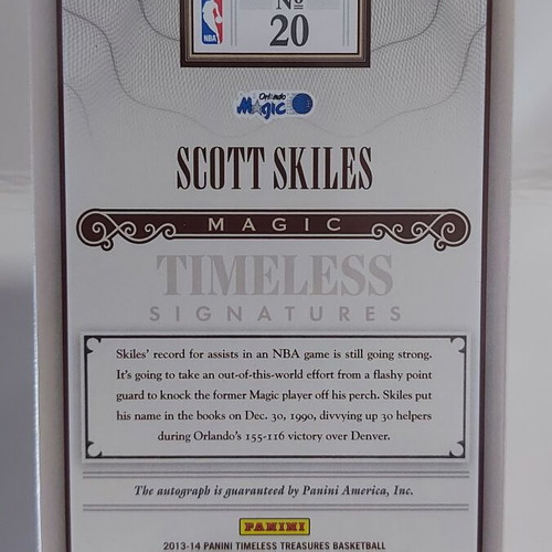 2013-14 Panini Timeless Treasures Scott Skiles Timeless Signatures Gold Auto /10 On-Card like new