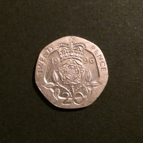 England 20 pence coin 1996 used