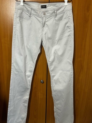 Mexx Pants Like New, Straight Fit, Shiny Fabric, Light Grey