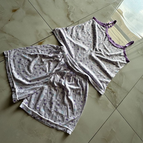 Pajama set, white and purple