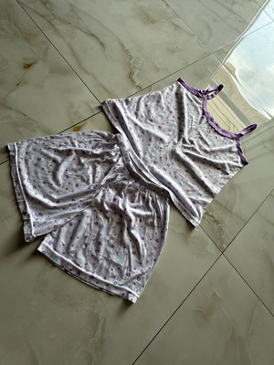 Pajama set, white and purple