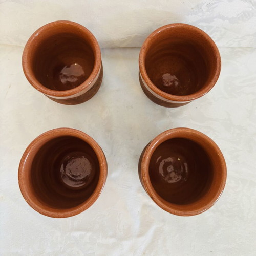 Cypriot Wine Glasses Handmade Used, Set of 4, Vintage 1980-90s