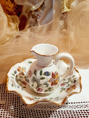 Handmade jug and bowl set with 24K gold, new