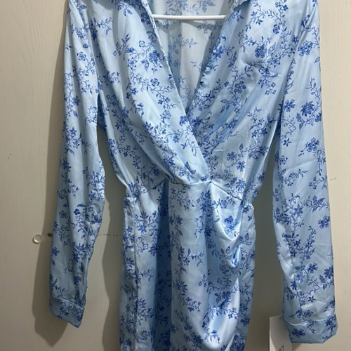 Φόρεμα καινούργιο, αφόρετο, one size, γαλάζιο με λουλούδια