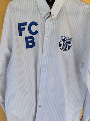 FC Barcelona men's shirt 2XL like new, white with blue stripes