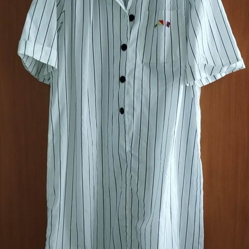 Shirt dress cotton white with blue stripes size XL like new