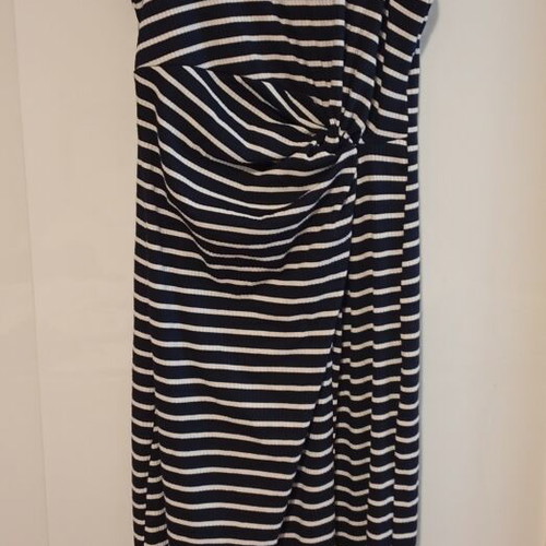 Shein striped navy blue and white midi dress, medium size