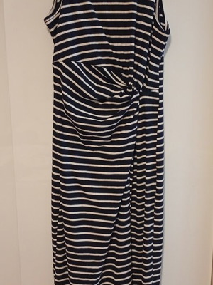 Shein striped navy blue and white midi dress, medium size