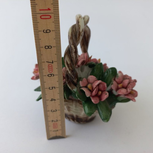 Old ceramic decorative basket figurine like new, handmade Italian