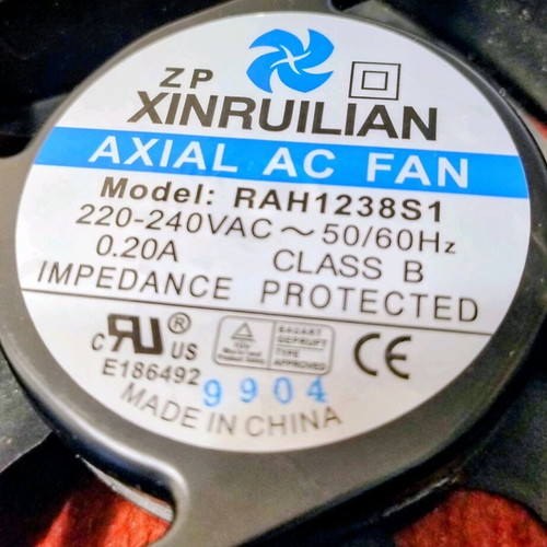 120mm 220V Fan with Long Power Cable Like New