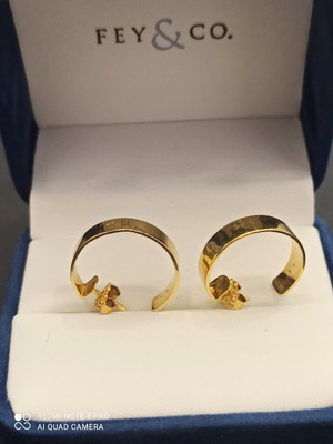 Gold 14K earrings used with butterfly design, 5.90g weight