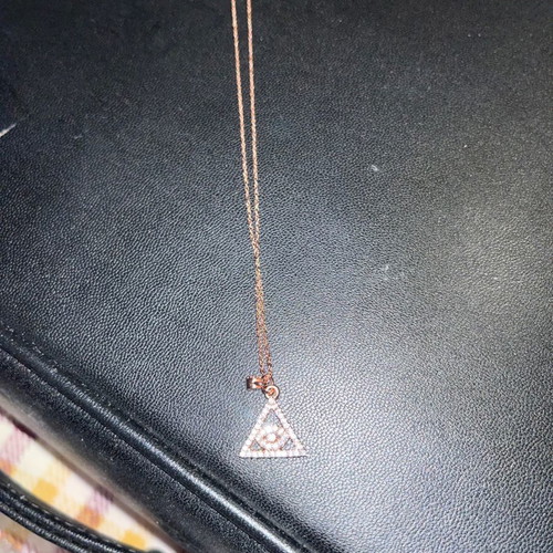 Mazaraki necklace pink gold new with rhinestones and eye