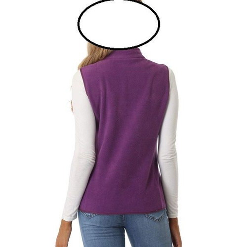 Fuinloth women's lightweight fleece vest with high collar and pockets, purple, XL