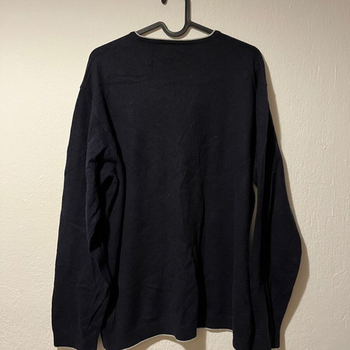 Bogner men sweater used, size L, black and blue, virgin wool
