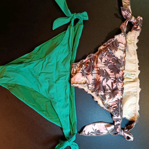 Benetton swimwear size M like new, two colorful and green pieces